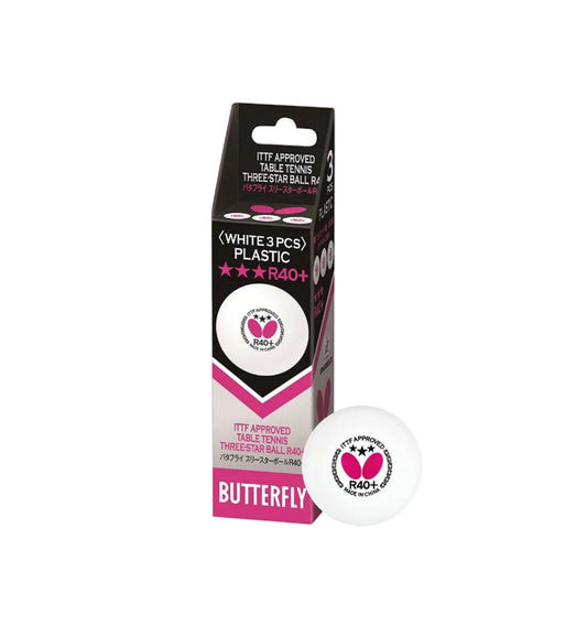 Butterfly R40+ Table Tennis Ball - 3pcs [White]