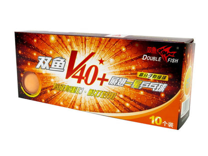Double Fish V40+ 1 Star Table Tennis Ball - 10pcs [Orange/White]